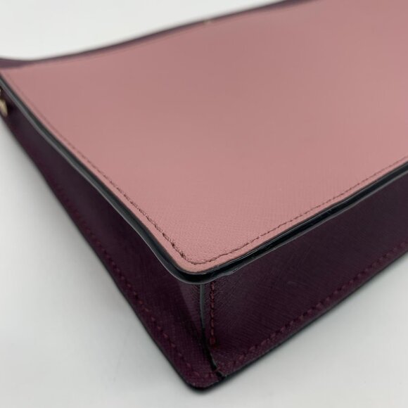 Kate Spade Pink and Maroon Color Block Saffiano Leather Crossbody - Picture 8 of 10
